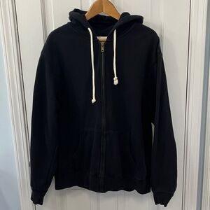 Old Navy Black full Zip-Up Hooded sweatshirt drawstring size large hoodie pocket